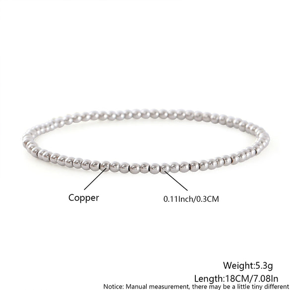 Copper Geometric Round Bead Stacking Elastic Bracelets For Women Purely Handmade Minimalist Jewelry