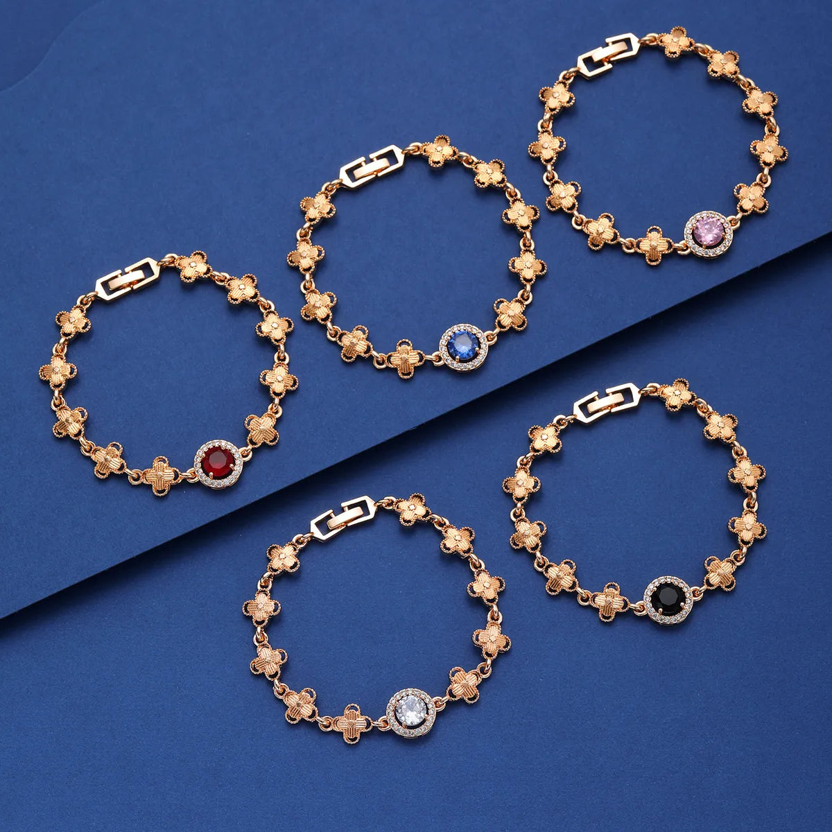 Copper Geometric Round Bracelets