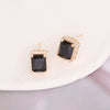 Copper Geometric Square Emerald Micropaved Pendant Necklace Set With Electroplating