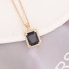 Copper Geometric Square Emerald Micropaved Pendant Necklace Set With Electroplating