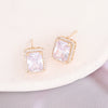 Copper Geometric Square Emerald Micropaved Pendant Necklace Set With Electroplating