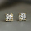 Copper Geometric Square Women's Earrings With Zirconia Design Simple Style