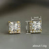 Copper Geometric Square Women's Earrings With Zirconia Design Simple Style