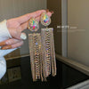 Copper Geometric Water Drop Diamond Long Tassel Earrings Fashion Versatile Dangle Earrings For Women