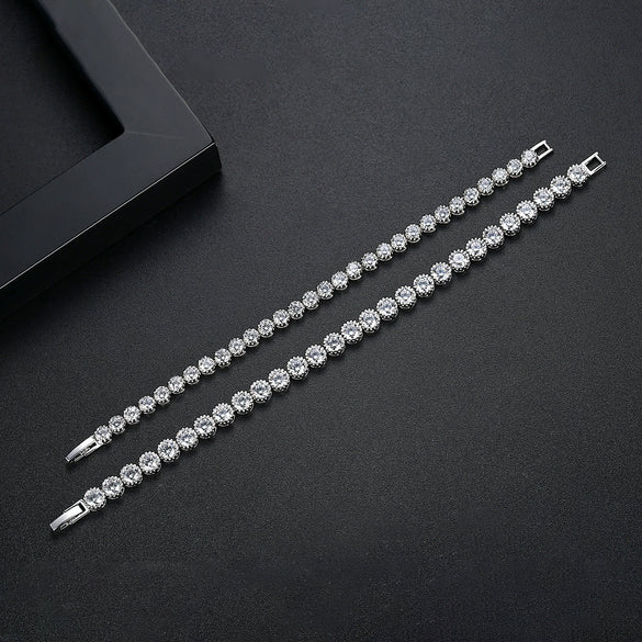 Copper Geometric Zircon Bracelet Fashion Simple Elegant High Shine Women's Jewelry