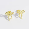 Copper Glazed Bow Earrings Electroplated Light Luxury Design Jewelry For Women