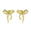 Copper Glazed Bow Earrings Electroplated Light Luxury Design Jewelry For Women