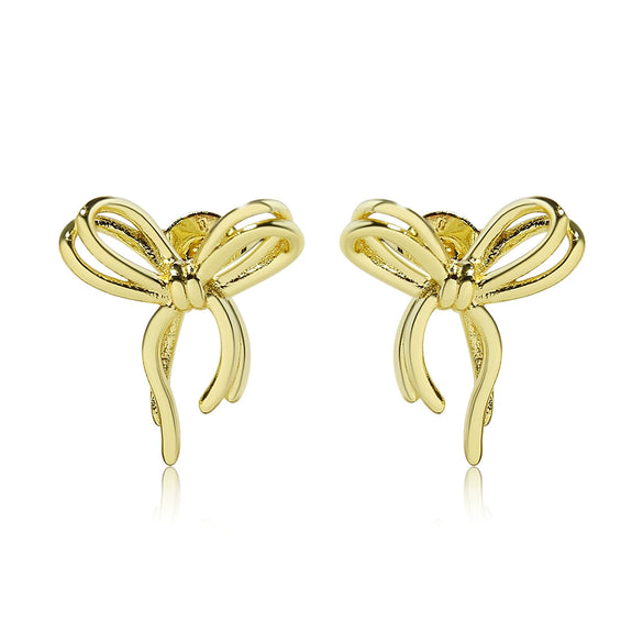 Copper Glazed Bow Earrings Electroplated Light Luxury Design Jewelry For Women