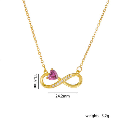 Copper Gold Plated Basic Modern Style Classic Style Plating Inlay Geometric Infinity Zircon Pendant Necklace