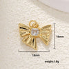 Copper Gold Plated Bow Shape Zircon Pearl Sweet Jewelry Pendant Diy Accessories