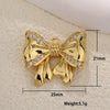 Copper Gold Plated Bow Shape Zircon Pearl Sweet Jewelry Pendant Diy Accessories