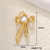 Copper Gold Plated Bow Shape Zircon Pearl Sweet Jewelry Pendant Diy Accessories