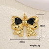 Copper Gold Plated Bow Shape Zircon Pearl Sweet Jewelry Pendant Diy Accessories