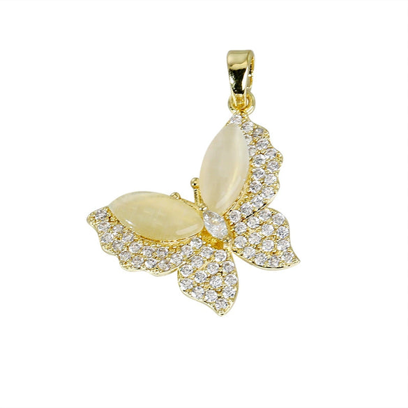 Copper Gold Plated Butterfly Pendant Earrings Accessories Insects Animals Zodiac Cartoon Style Microinlaid Electroplated