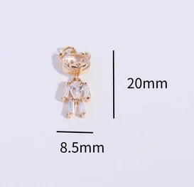 Wholesale Casual Cartoon Style Cute Rainbow Bear Heart Shape Copper Inlay Gold Plated Zircon