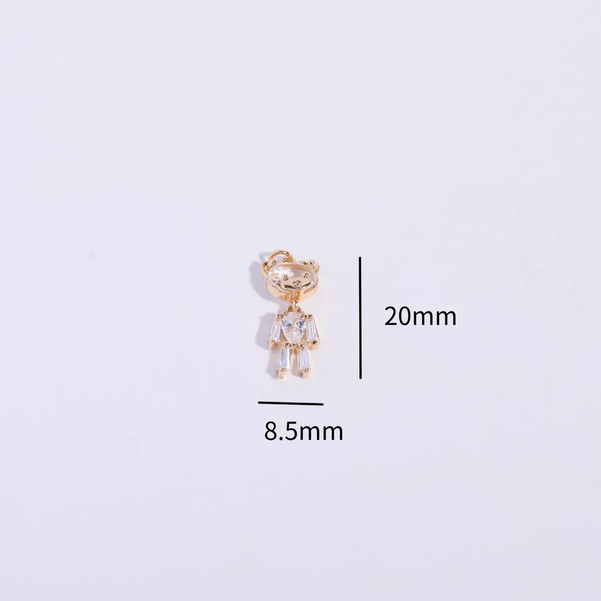 Wholesale Casual Cartoon Style Cute Rainbow Bear Heart Shape Copper Inlay Gold Plated Zircon