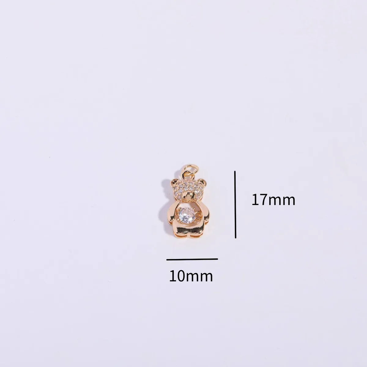 Wholesale Casual Cartoon Style Cute Rainbow Bear Heart Shape Copper Inlay Gold Plated Zircon