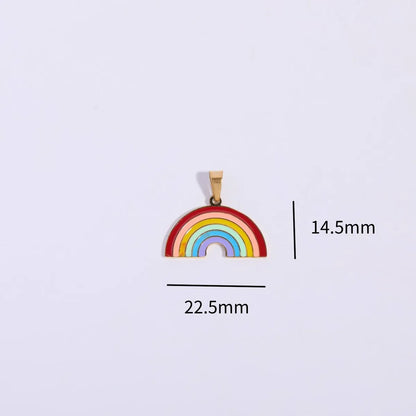 Wholesale Casual Cartoon Style Cute Rainbow Bear Heart Shape Copper Inlay Gold Plated Zircon