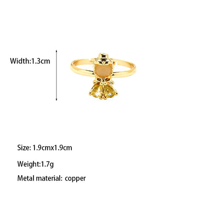 Copper Gold Plated Casual Elegant Classic Style Plating Inlay Carving Irregular Zircon Rings