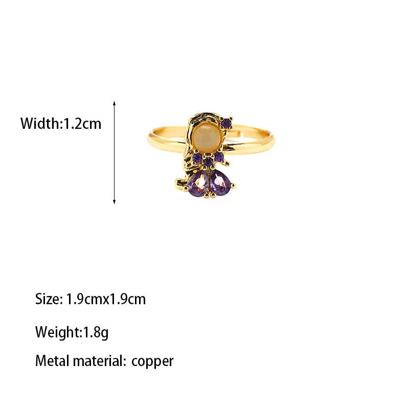 Copper Gold Plated Casual Elegant Classic Style Plating Inlay Carving Irregular Zircon Rings