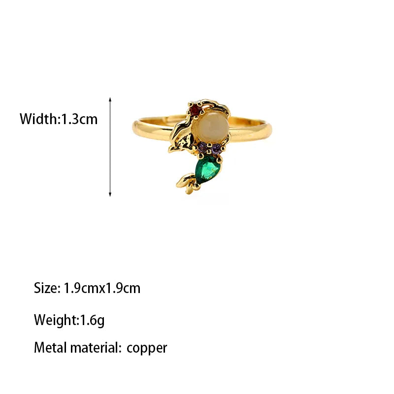 Copper Gold Plated Casual Elegant Classic Style Plating Inlay Carving Irregular Zircon Rings