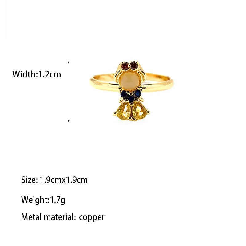 Copper Gold Plated Casual Elegant Classic Style Plating Inlay Carving Irregular Zircon Rings