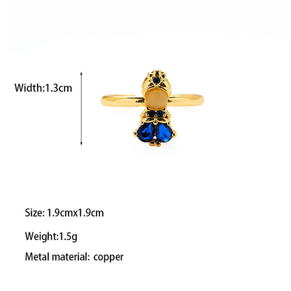 Copper Gold Plated Casual Elegant Classic Style Plating Inlay Carving Irregular Zircon Rings