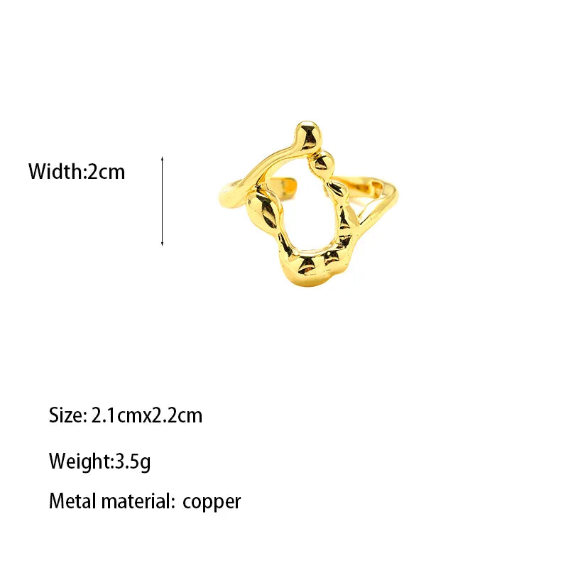 Copper Gold Plated Casual Elegant Classic Style Plating Inlay Carving Irregular Zircon Rings