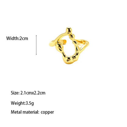 Copper Gold Plated Casual Elegant Classic Style Plating Inlay Carving Irregular Zircon Rings