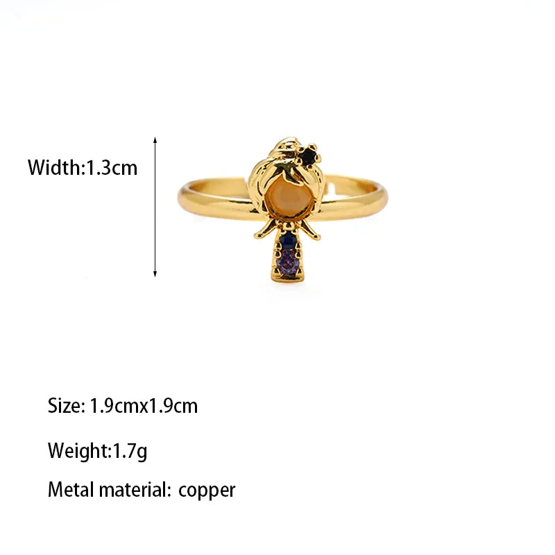 Copper Gold Plated Casual Elegant Classic Style Plating Inlay Carving Irregular Zircon Rings