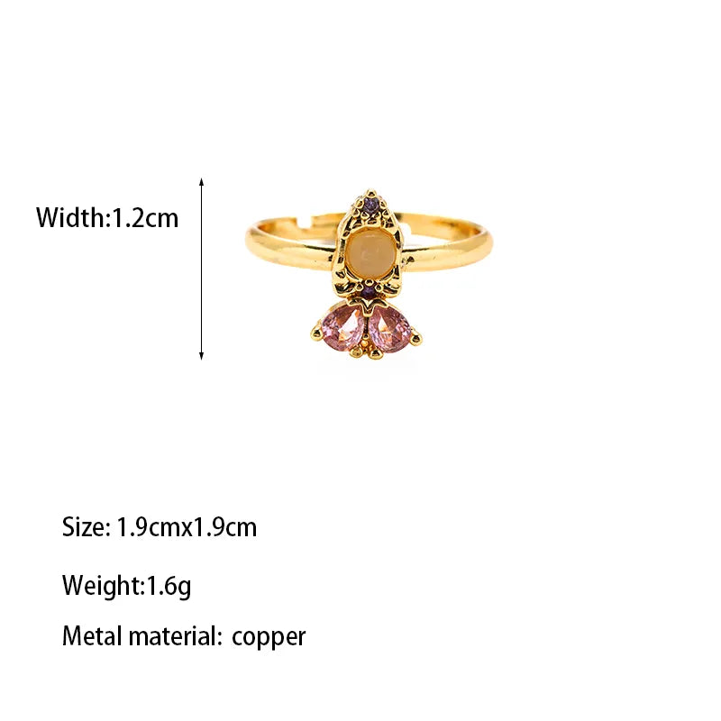 Copper Gold Plated Casual Elegant Classic Style Plating Inlay Carving Irregular Zircon Rings