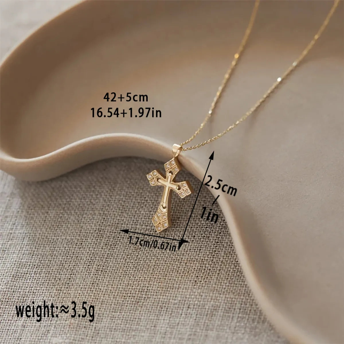 Copper Gold Plated Casual Simple Style Cross Inlay Zircon Pendant Necklace