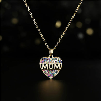 Wholesale Casual Simple Style Letter Copper Inlay 14K Gold Plated Rhinestones Pendant Necklace