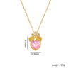 Copper Gold Plated Classic Style Plating Heart Shape Crown Pendant Necklace