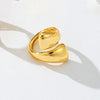 Copper Gold Plated Cute Sweet Plating Inlay Carving Asymmetrical Bear Heart Shape Zircon Adjustable Ring Open Rings