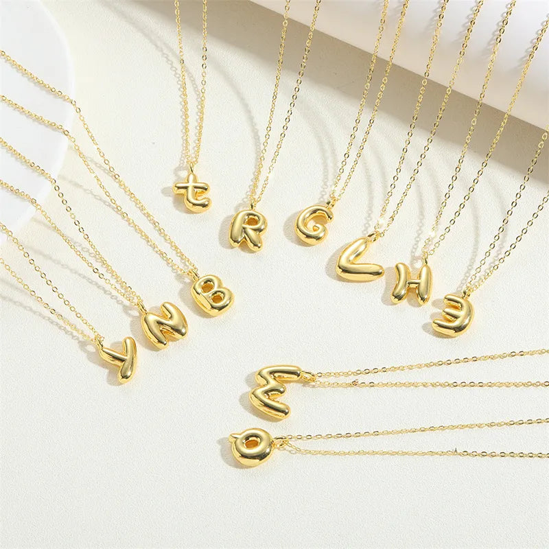 Copper Gold Plated Elegant Simple Style Plating Letter Solid Color Pendant Necklace