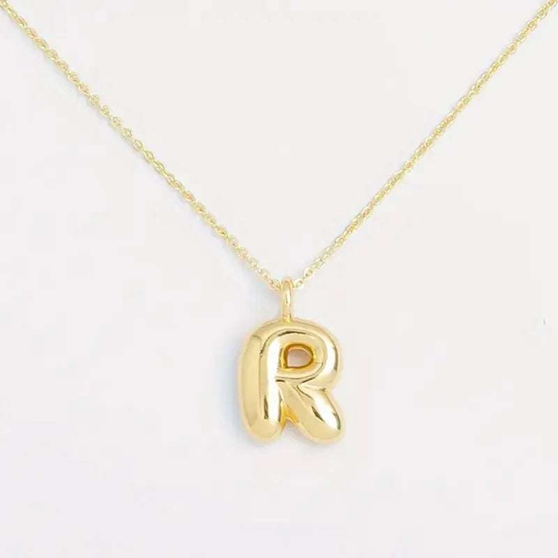 Copper Gold Plated Elegant Simple Style Plating Letter Solid Color Pendant Necklace