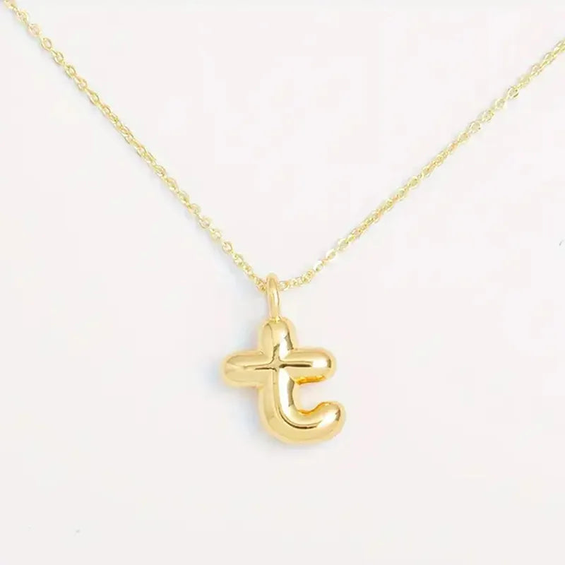 Copper Gold Plated Elegant Simple Style Plating Letter Solid Color Pendant Necklace