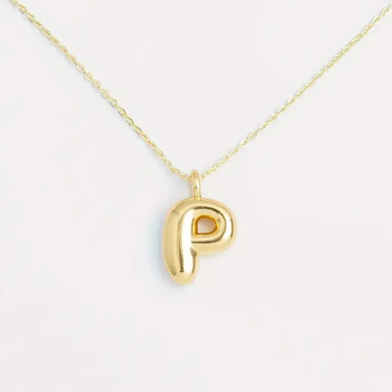 Copper Gold Plated Elegant Simple Style Plating Letter Solid Color Pendant Necklace