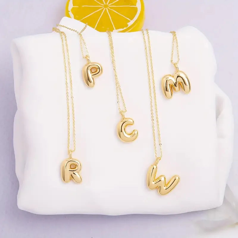 Copper Gold Plated Elegant Simple Style Plating Letter Solid Color Pendant Necklace