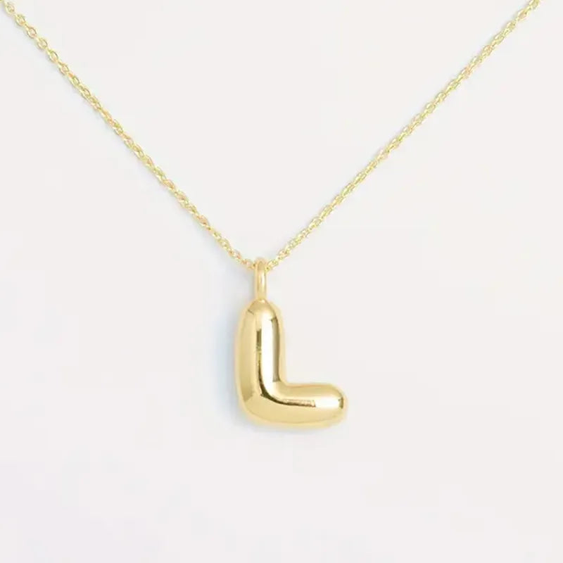 Copper Gold Plated Elegant Simple Style Plating Letter Solid Color Pendant Necklace