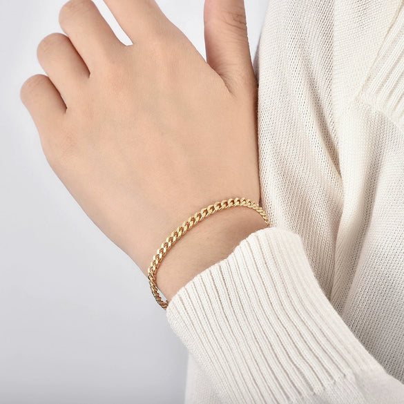 Copper Gold Plated Geometric Unisex Chain Bracelet With Electroplating