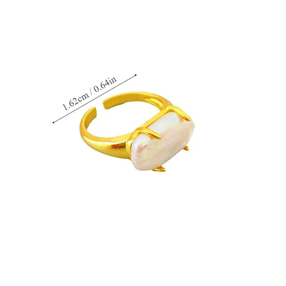 Copper Gold Plated Glam Cute Solid Color Inlay Solid Color Freshwater Pearl Open Rings