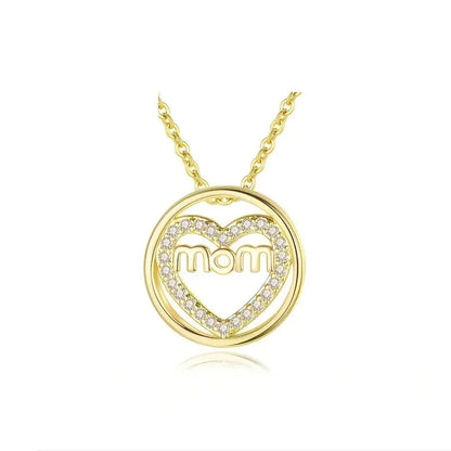 Copper Gold Plated Glam Shiny Plating Inlay Letter Heart Shape Zircon Pendant Necklace