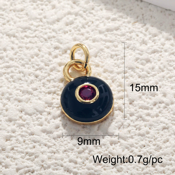Copper Gold Plated Heart Shape Zircon Necklace Pendant With Moon Eye Cat Elephant Antler Hat Compass Diy Accessories