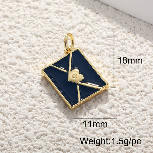 Copper Gold Plated Heart Shape Zircon Necklace Pendant With Moon Eye Cat Elephant Antler Hat Compass Diy Accessories