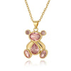 Copper Gold Plated Inlay Bear Zircon Pendant Necklace