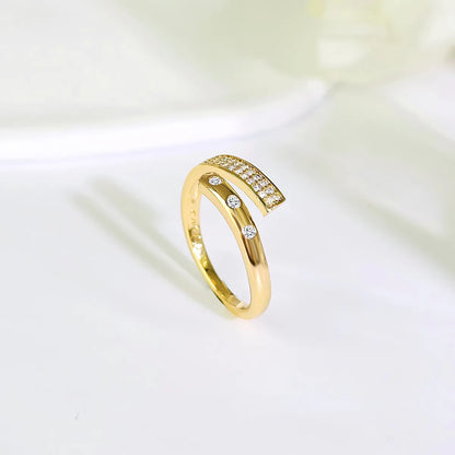 Copper Gold Plated Inlay Geometric Zircon Open Rings