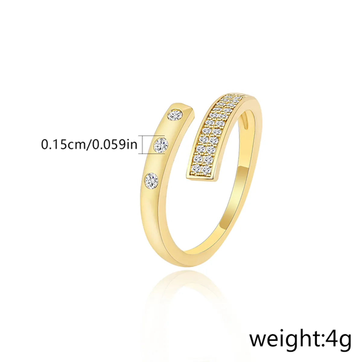 Copper Gold Plated Inlay Geometric Zircon Open Rings