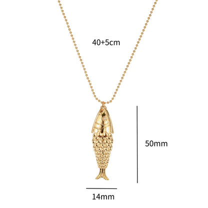 Copper Gold Plated Inlay Koi Zircon Pendant Necklace